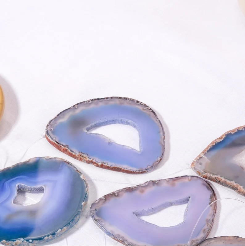 Blue Agate Slices Wind Chime - Color: Purple