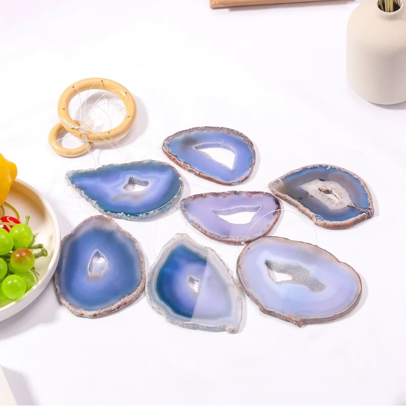 Blue Agate Slices Wind Chime - Color: Purple