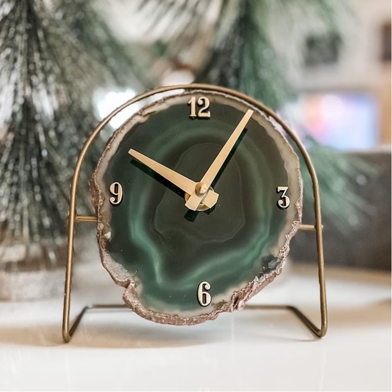 Green Agate Desk Clock