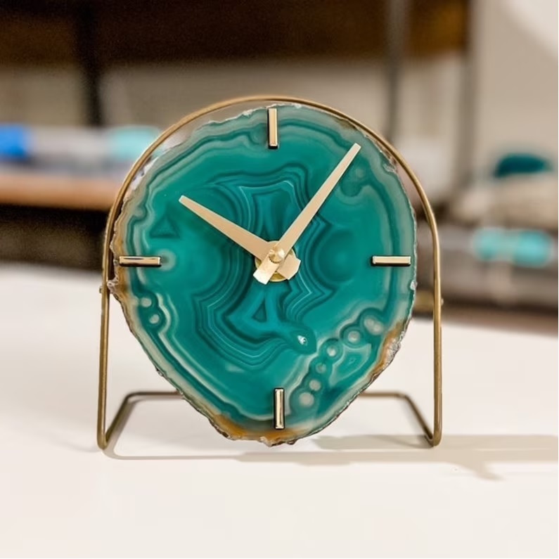 Green Agate Desk Clock