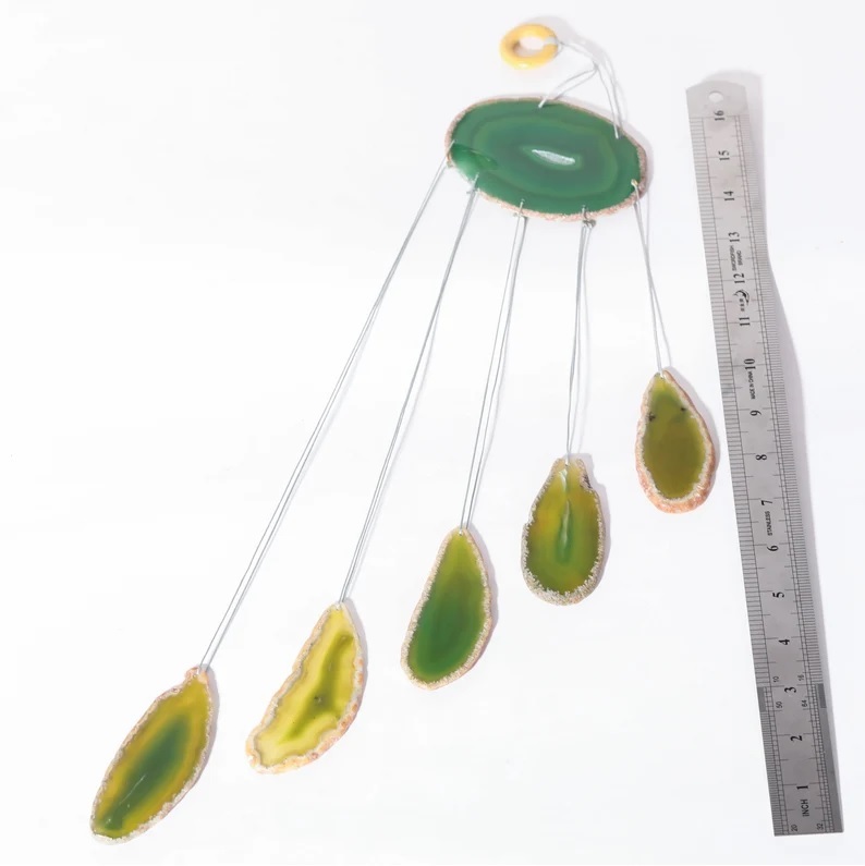 Green Agate Slice Wind Chimes - Feature: Durable
