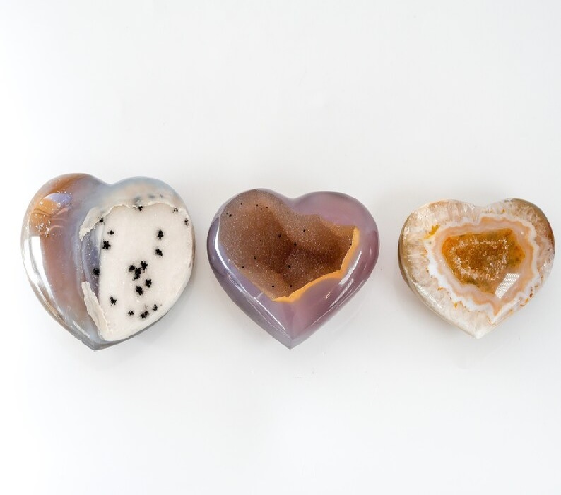 Multi Color Agate Druzzy Hearts
