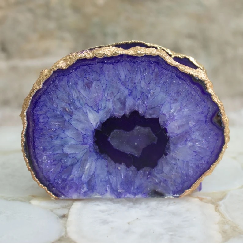 Multi Color Agate Slice Napkin Holder - Feature: Easy To Clean