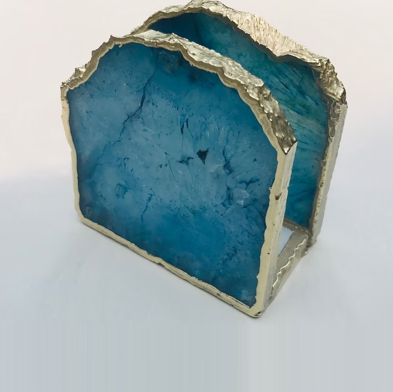 Multi Color Agate Slice Napkin Holder - Feature: Easy To Clean