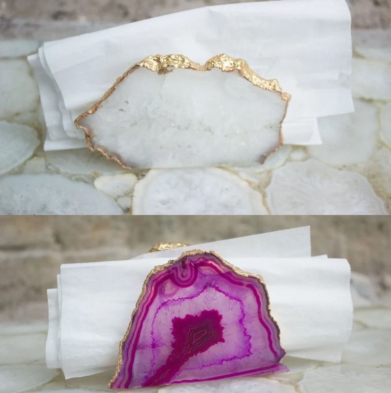 Multi Color Agate Slice Napkin Holder - Feature: Easy To Clean