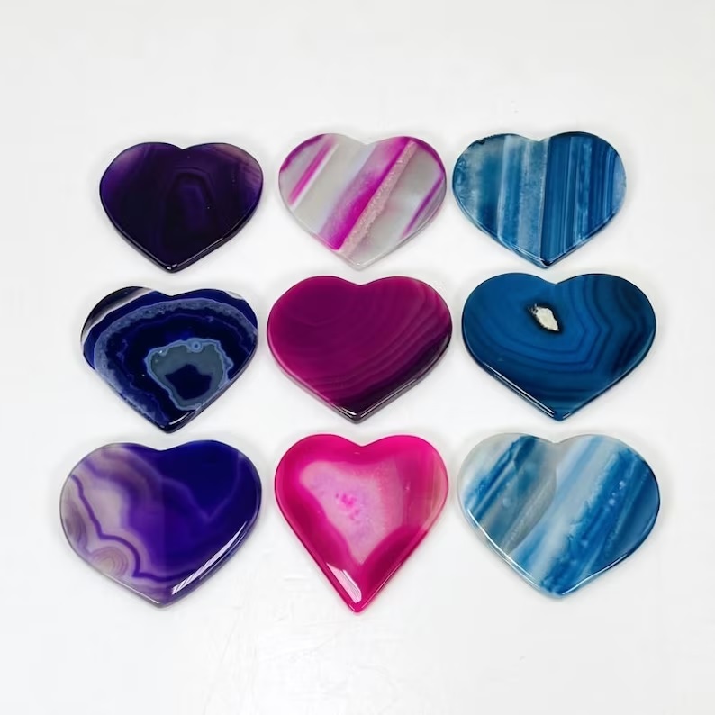 Multi Color Heart Shaped Agate Slices - Feature: Washable