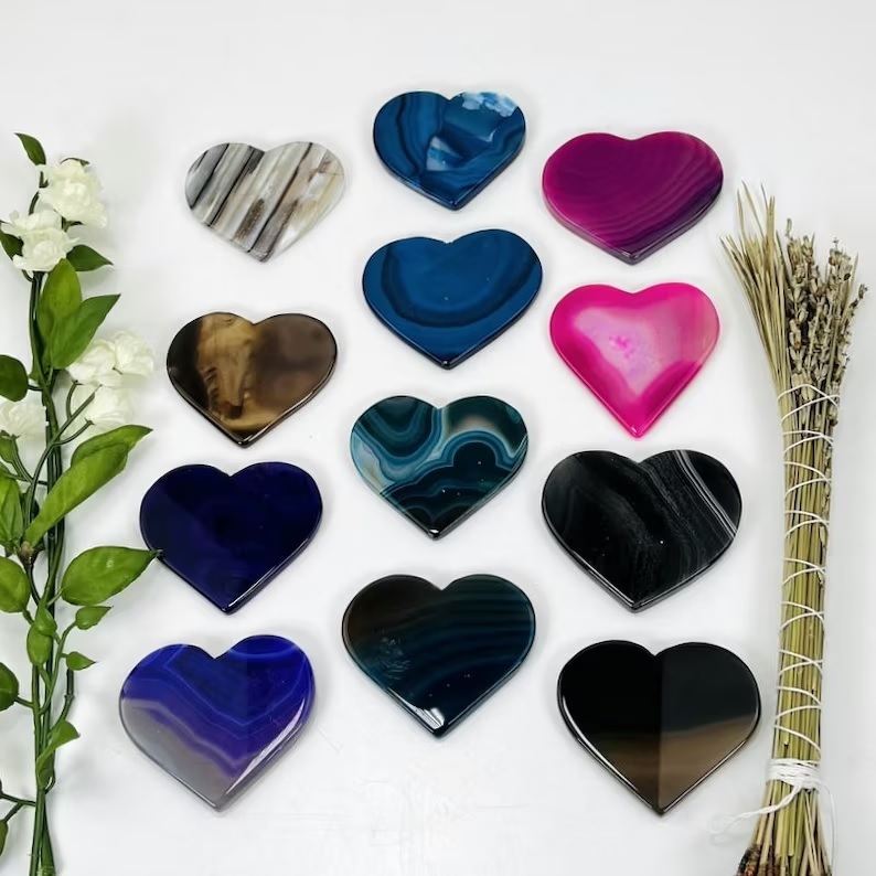 Multi Color Heart Shaped Agate Slices - Feature: Washable