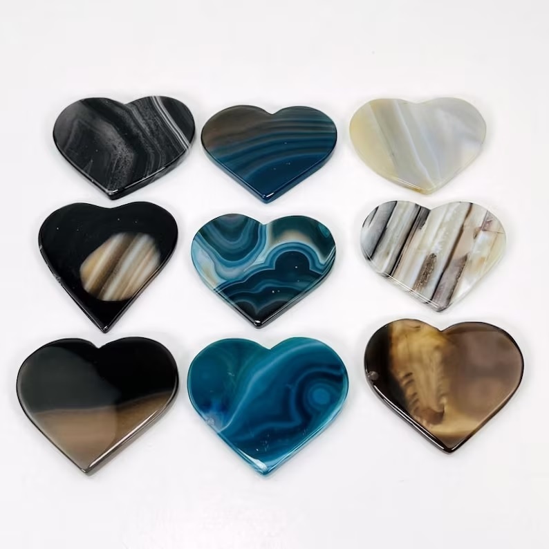 Multi Color Heart Shaped Agate Slices - Feature: Washable