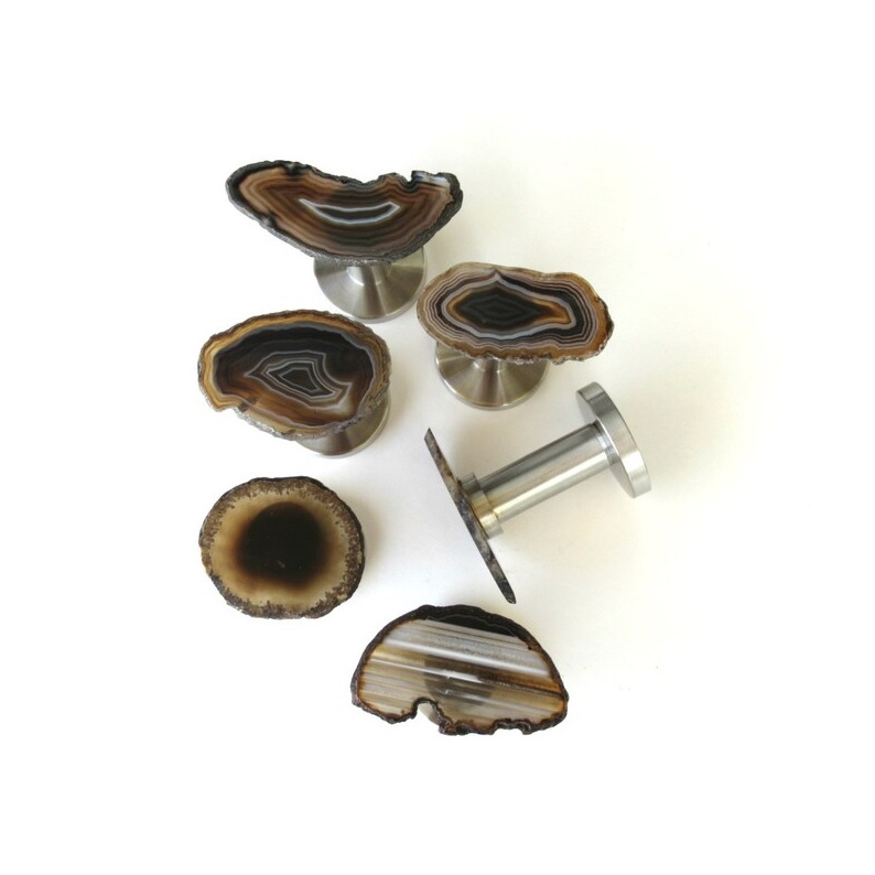 Multi Colored Agate Slab Cabinet Hooks