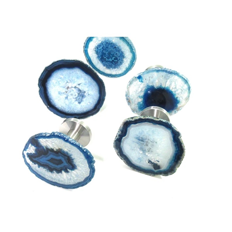 Multi Colored Agate Slab Cabinet Hooks