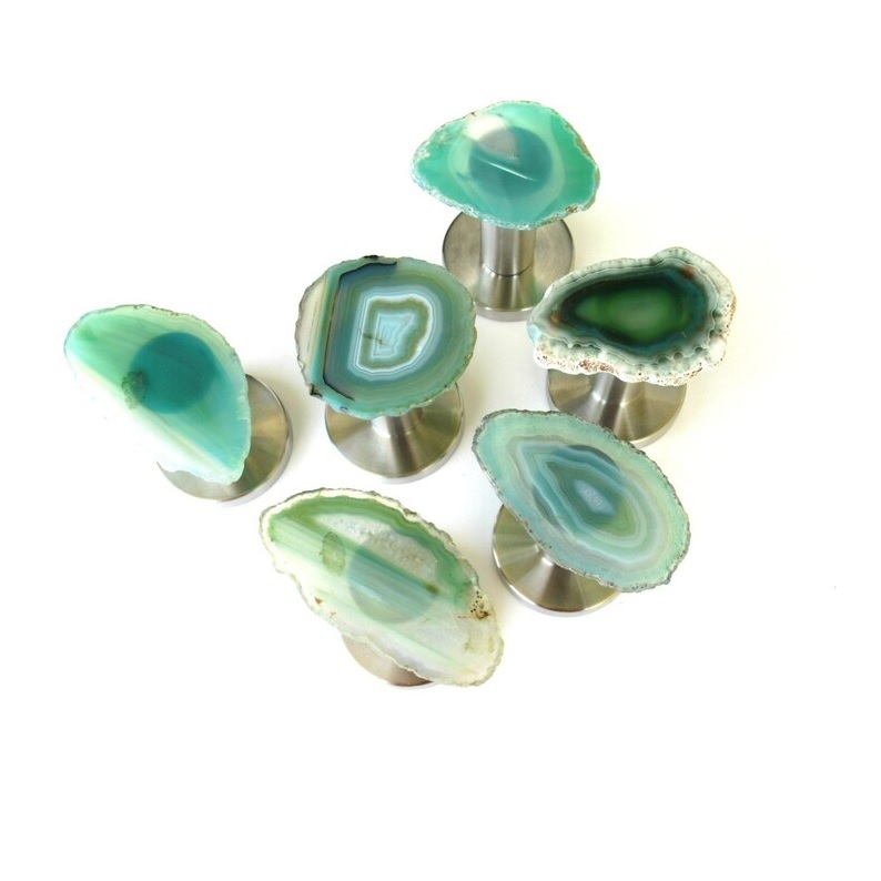 Multi Colored Agate Slab Cabinet Hooks