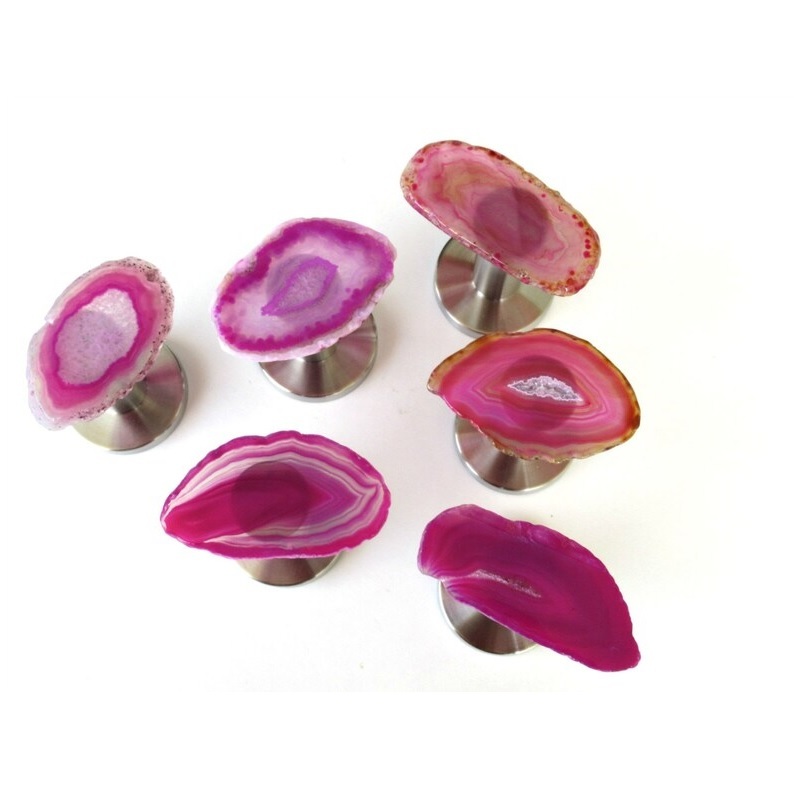 Multi Colored Agate Slab Cabinet Hooks