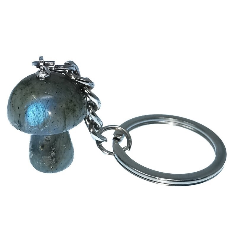 Multi Gemstone Mushroom Key Chain