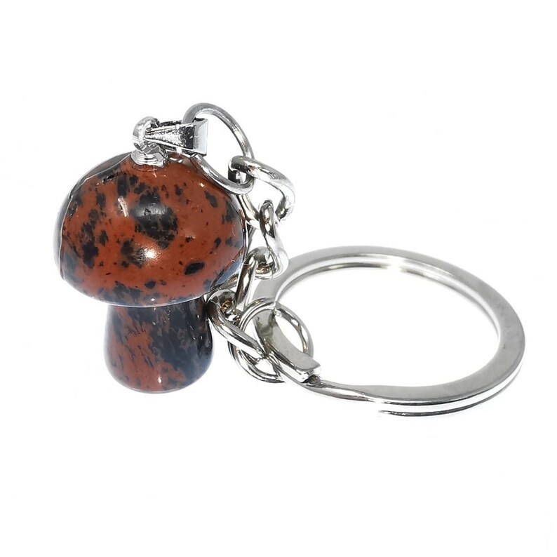 Multi Gemstone Mushroom Key Chain