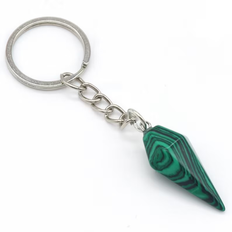 Multi Gemstone Pointed Crystal Keychain