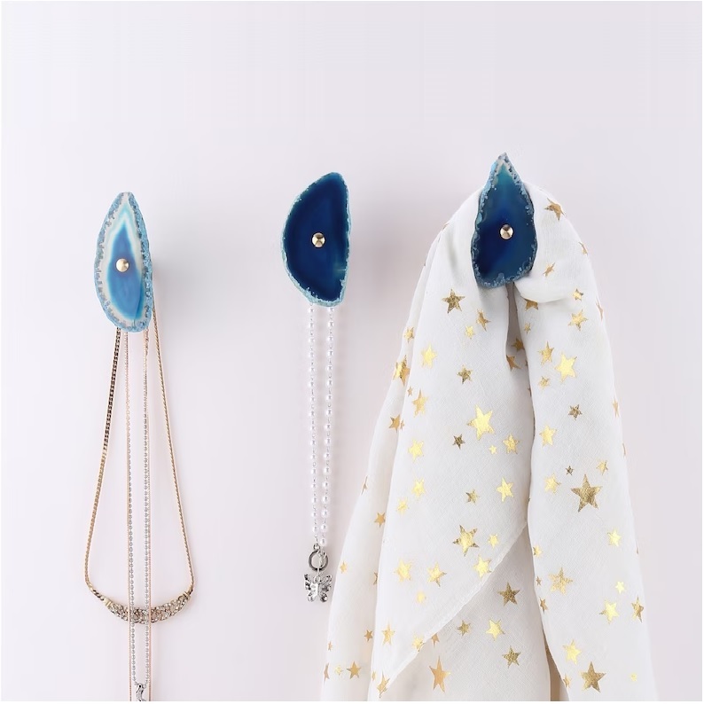Multicolored Agate Wall Mounted Hooks