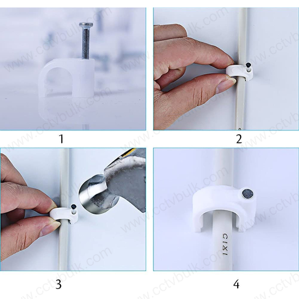 Cable Clip - White Plastic With Corrosion Resistant Hardened Nails | Weather Resistant, Impact Resistant, Easy Installation For Clean Cable Management