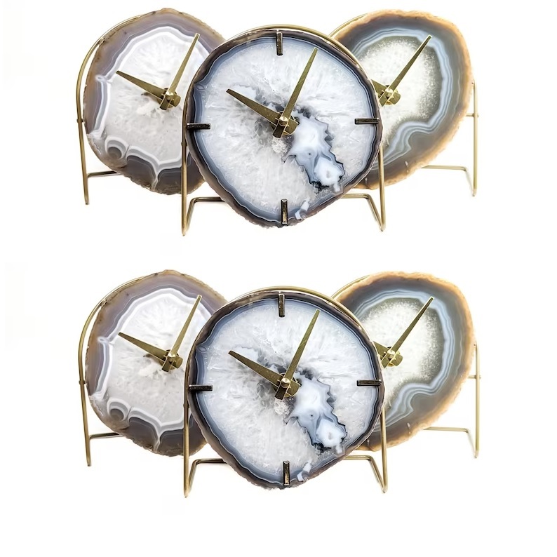 Natural Agate Table Clock