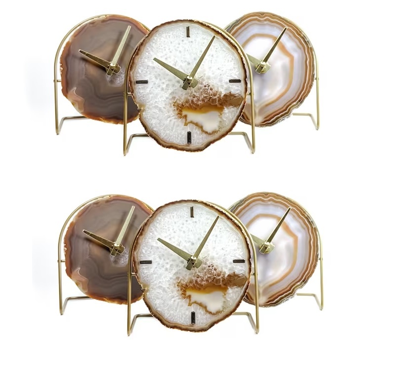 Natural Agate Table Clock