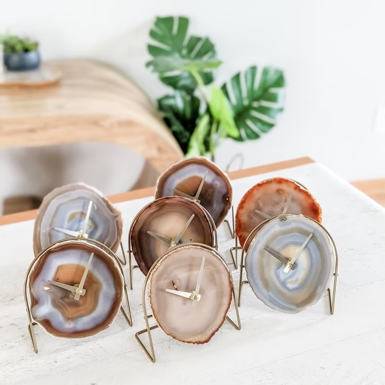 Natural Agate Table Clock