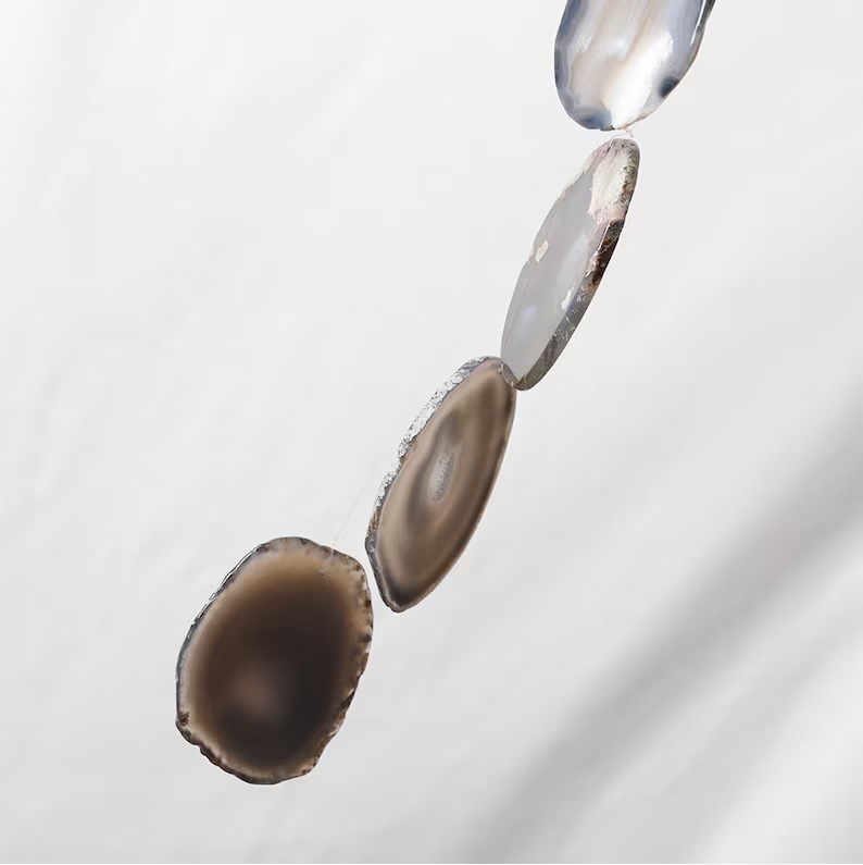 Natural Agate Wind Chimes - Color: Silver