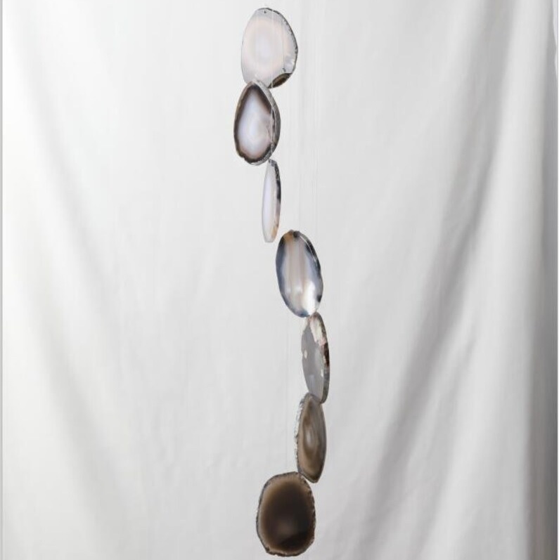 Natural Agate Wind Chimes - Color: Silver