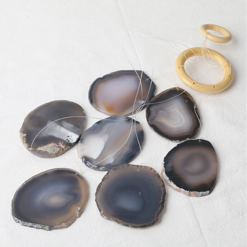 Natural Agate Wind Chimes - Color: Silver