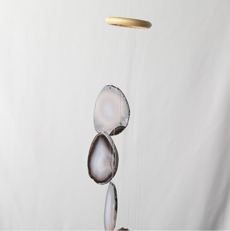 Natural Agate Wind Chimes - Color: Silver