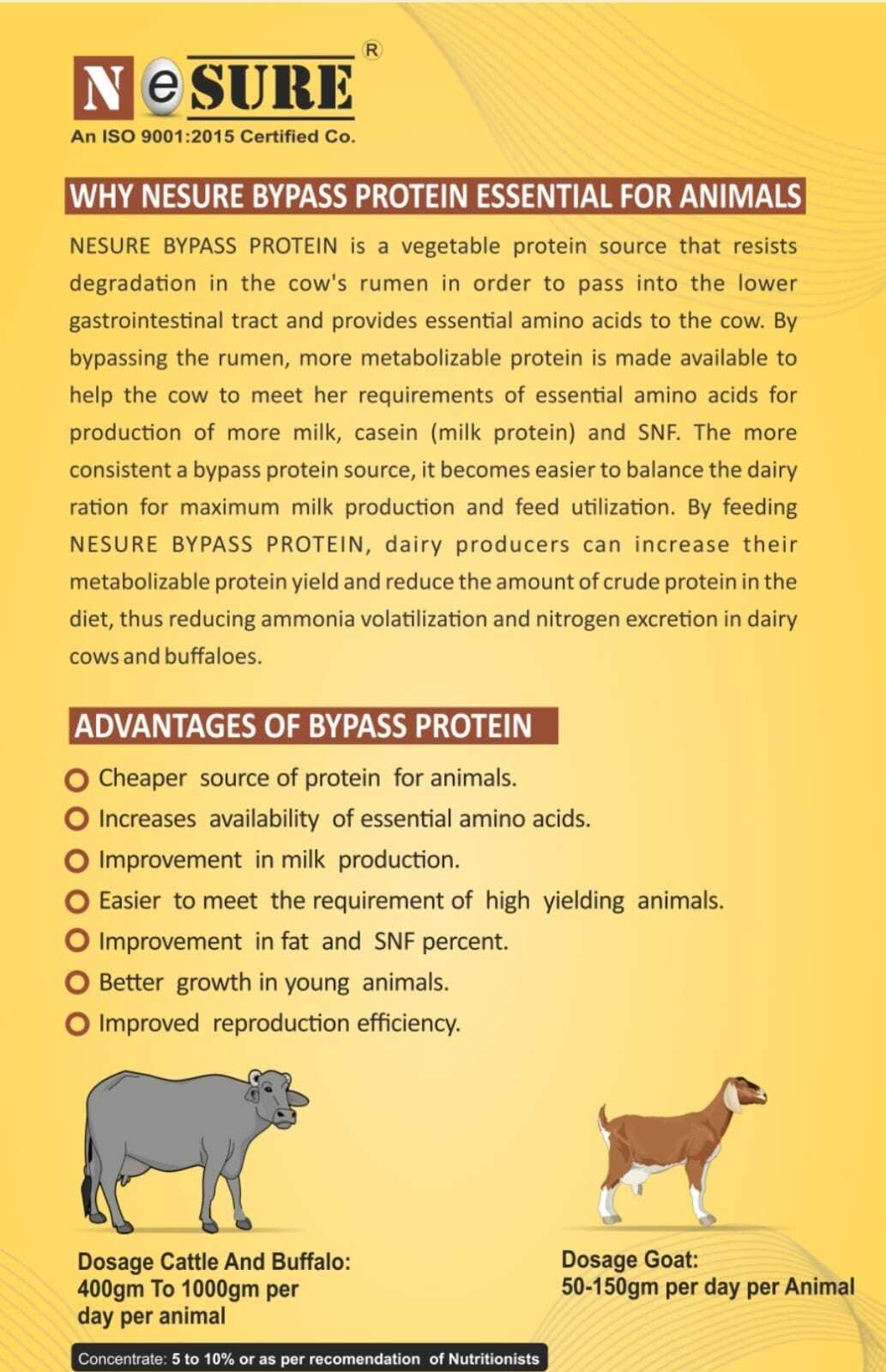 Bypass Protein With Fat For Animals - Powder | High Protein, Low Carbohydrate, Enhances Muscle Growth, Supports Lactation And Reproduction Efficiency
