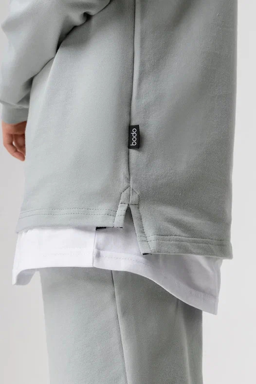 Costume 46-80 - Cotton Blend 92% Cotton 8% Lycra, School Age Size, Gray Color, Loose Fit, Elastic Waist Trousers With Pockets, Buttoned Sweatshirt