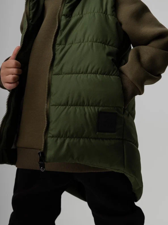 Vest 14-57 - 100% Polyester, Size 14-57, Olive Green | Waterproof, Windproof, Breathable, Stylish Dinosaur Hood, Zipper Closure, Durable Pockets