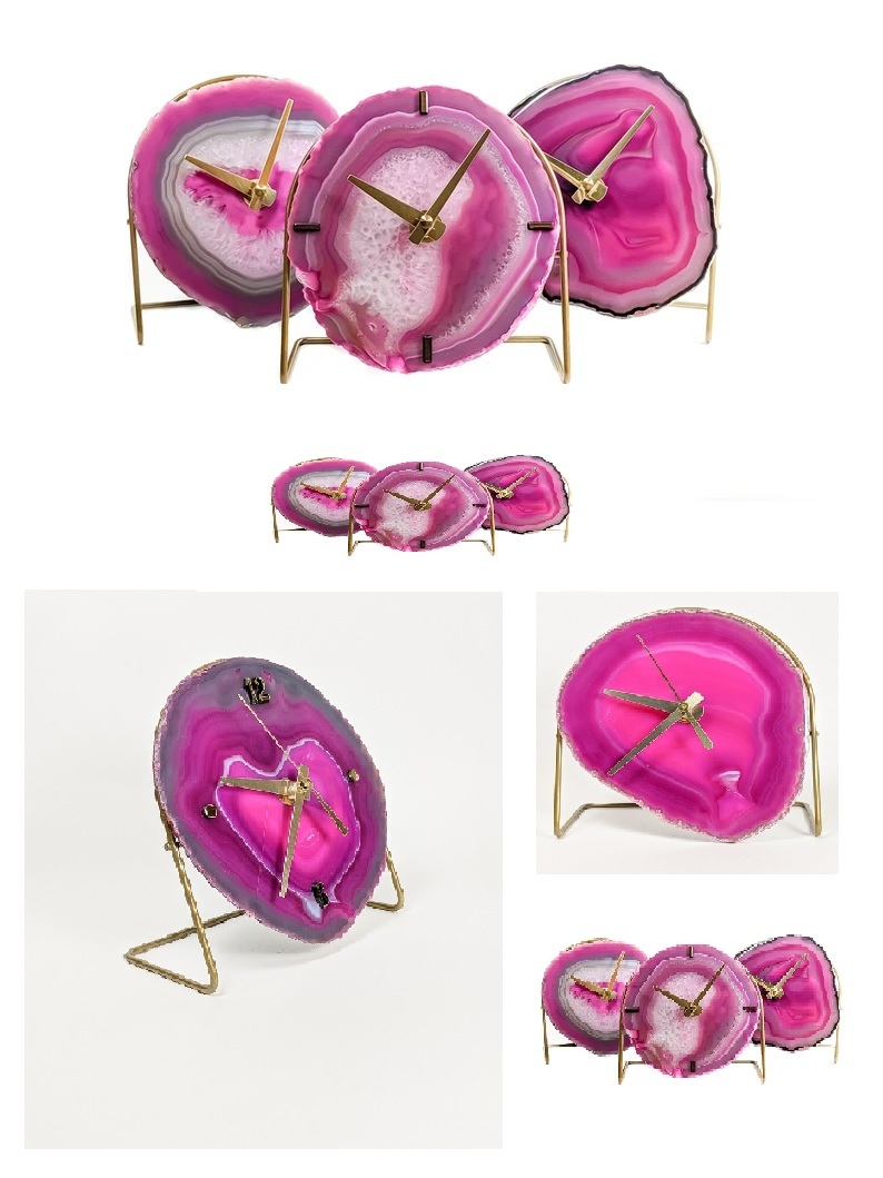 Pink Agate Desk Clock