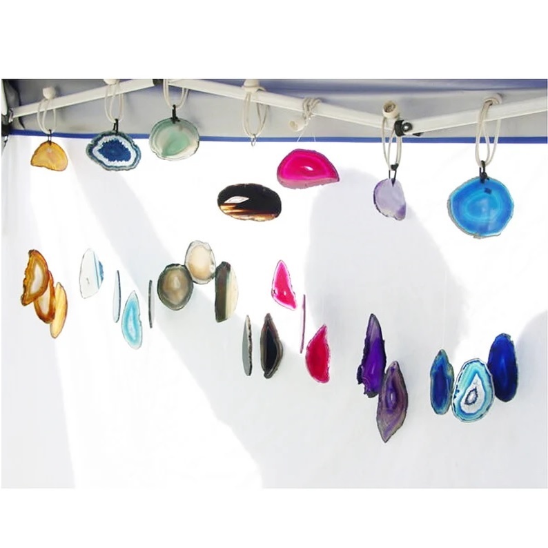 Rainbow Agate Slices Wind Chimes - Color: Multi
