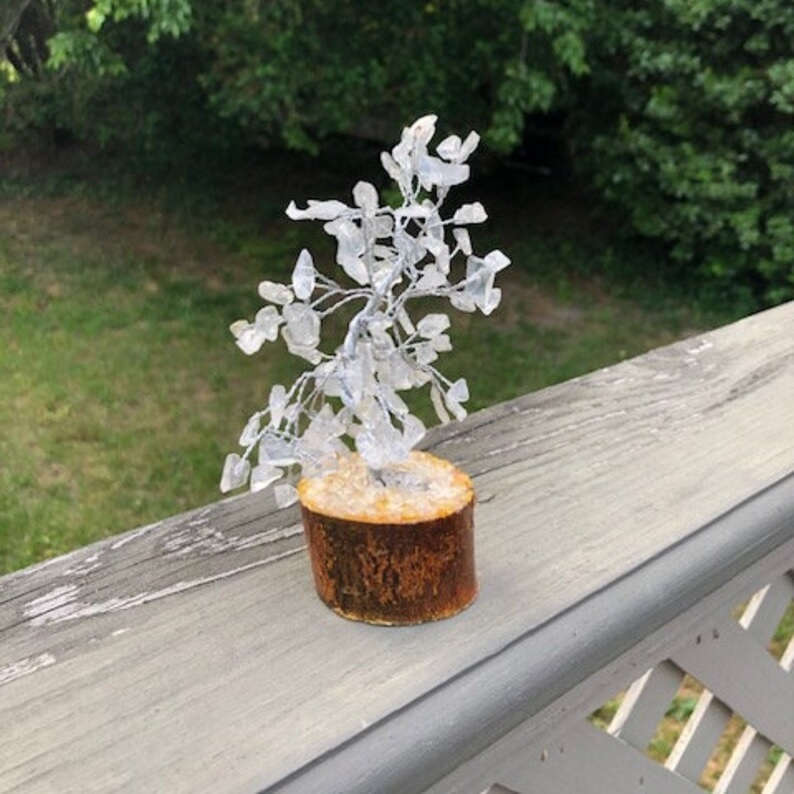 Agate Tree - White Polished Natural Gemstone, 3 To 3.5 Inch Height, Durable And Uv Resistant, Handmade Home Decor