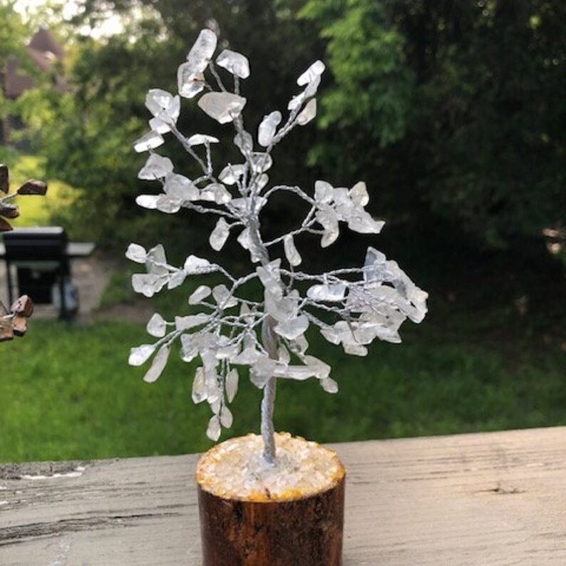 Agate Tree - White Polished Natural Gemstone, 3 To 3.5 Inch Height, Durable And Uv Resistant, Handmade Home Decor