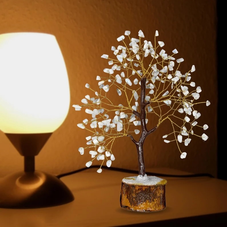 Agate Tree - White Polished Natural Gemstone, 3 To 3.5 Inch Height, Durable And Uv Resistant, Handmade Home Decor