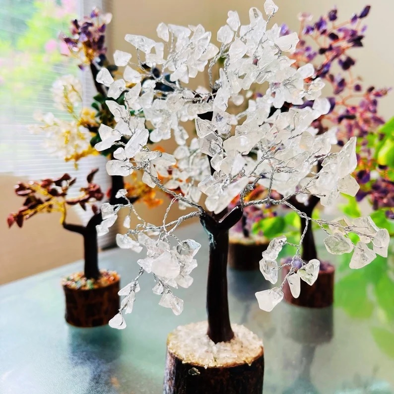 Agate Tree - White Polished Natural Gemstone, 3 To 3.5 Inch Height, Durable And Uv Resistant, Handmade Home Decor
