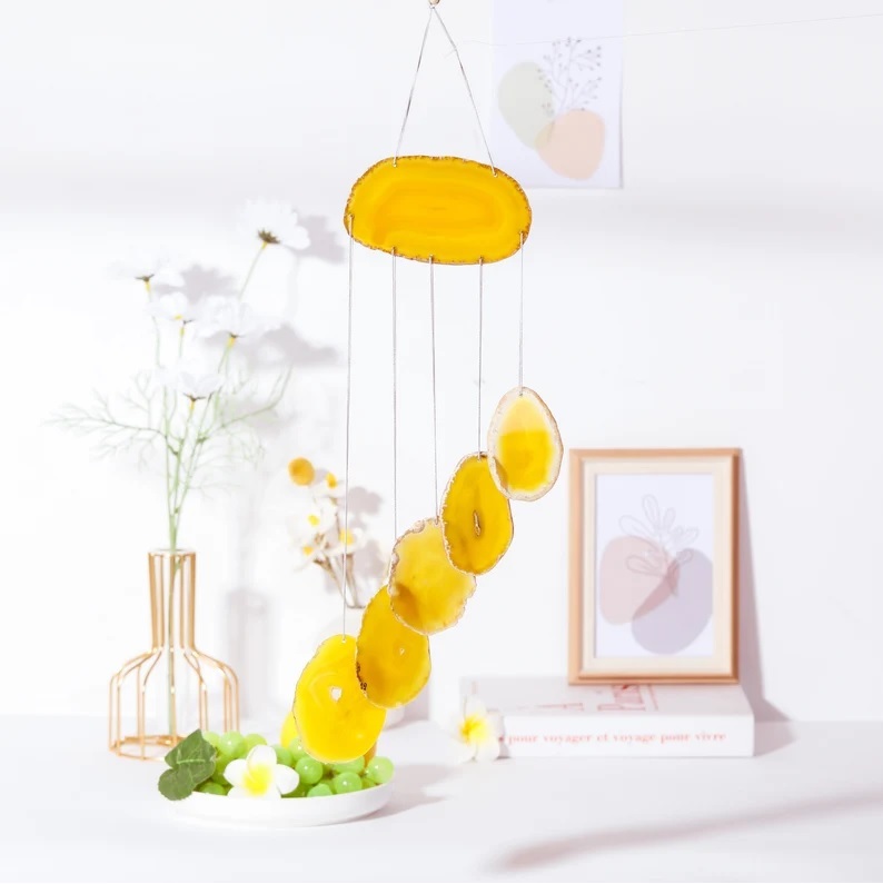 Yellow Agate Slices Wind Chime