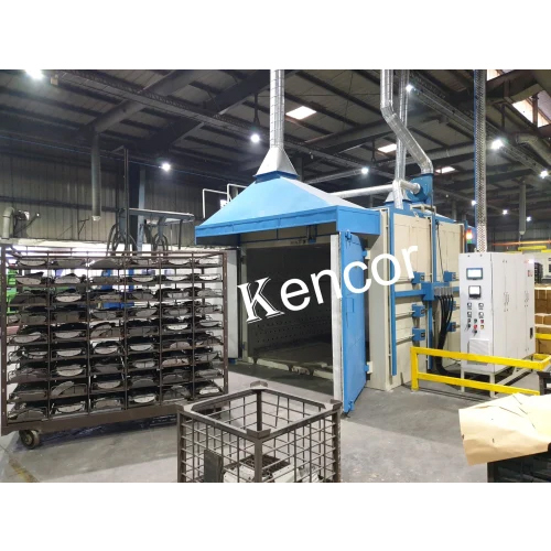 व्हाइट-ब्लू इंडस्ट्रियल ब्रेक पैड क्योरिंग बैच ओवन