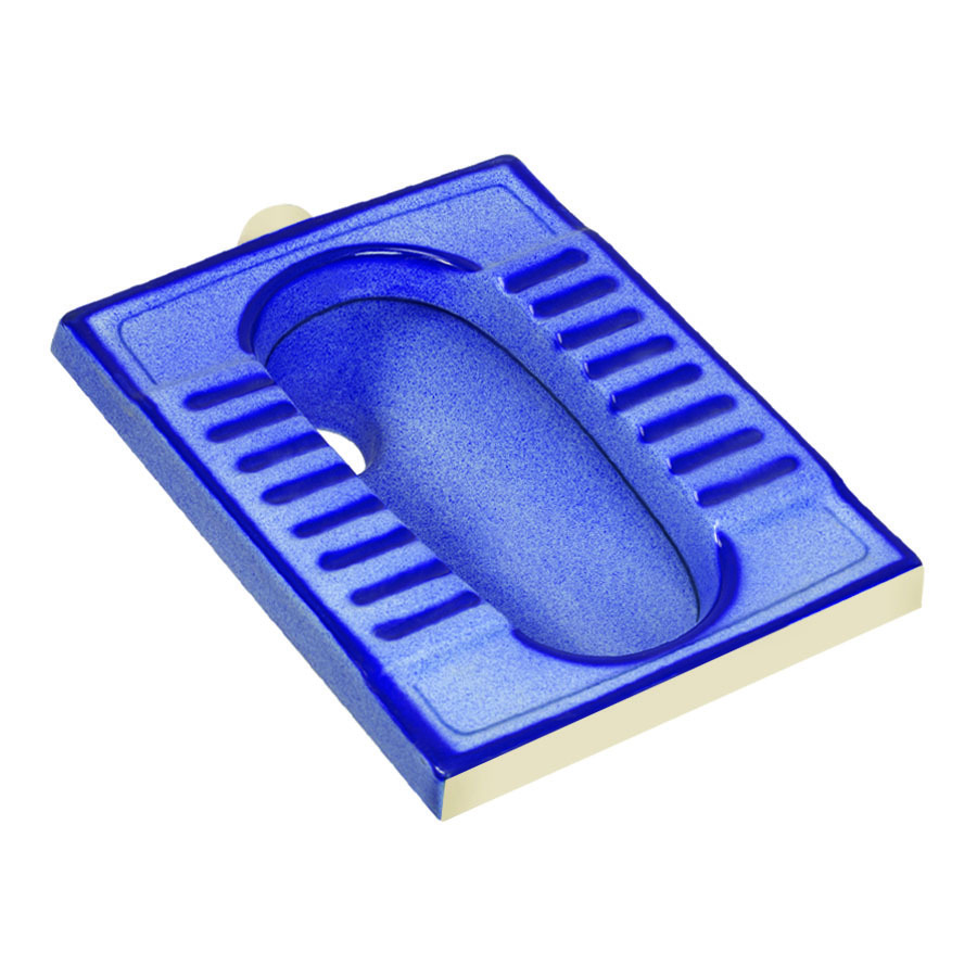 Ceramic Orissa Pan - 15x17x10 Inches, White And Blue | Durable, Hygienic, Stylish, Comfortable, Cost Effective, Easy Install, Water Efficient, Glossy Finish
