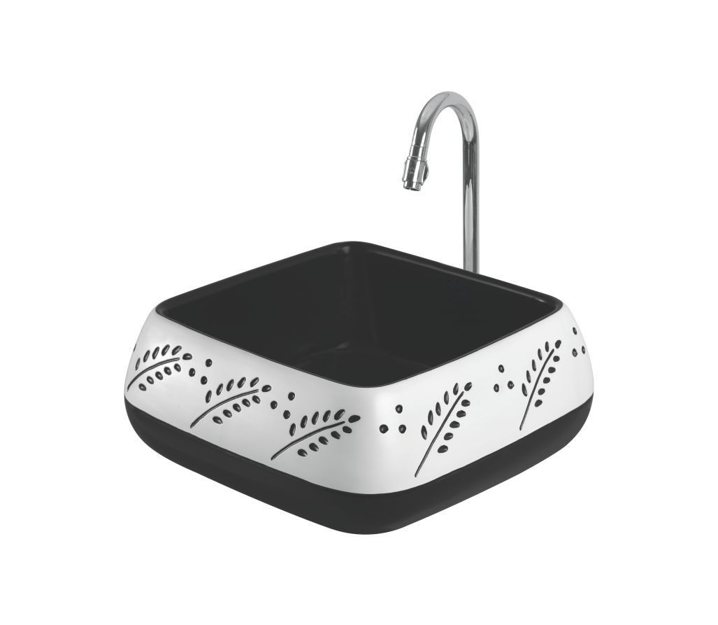 Ceramic Table Top - Ceramic, 16x16x16 Inches, White Color | Elegant Design, Durable, Easy To Clean, Stylish Look, Glossy Finish, Faucet Included, Space Saving