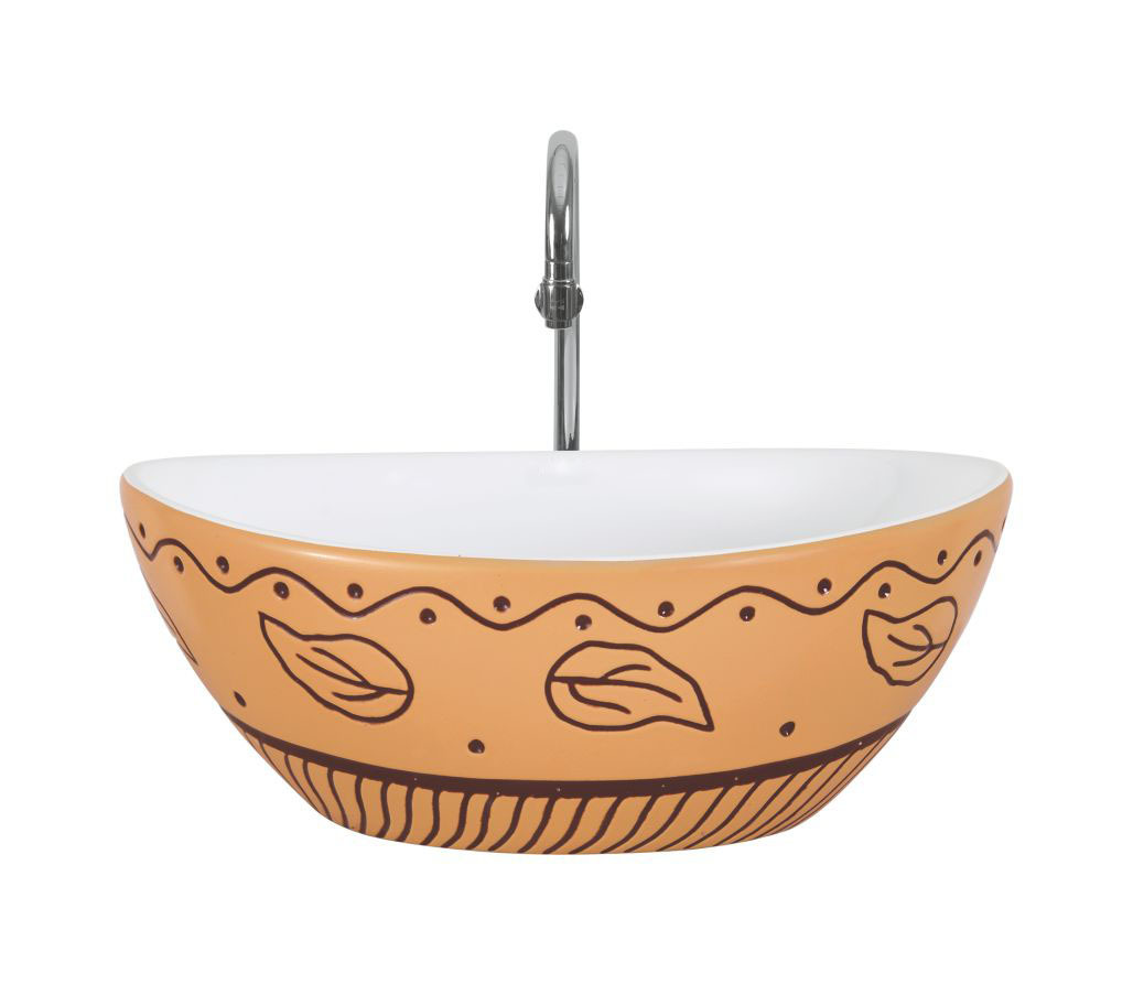 Ceramic Table Top - Ceramic, 16x16x16 Inches, White Color | Elegant Design, Durable, Easy To Clean, Stylish Look, Glossy Finish, Faucet Included, Space Saving