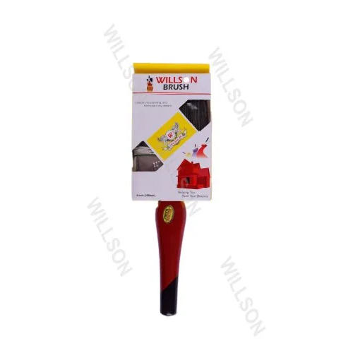 Willson Double Paint Brush - Nylon Bristles, 11 Inch Size, Red Wooden Handle | Shiny Aluminum Ferrule for Enhanced Durability and Ease of Use
