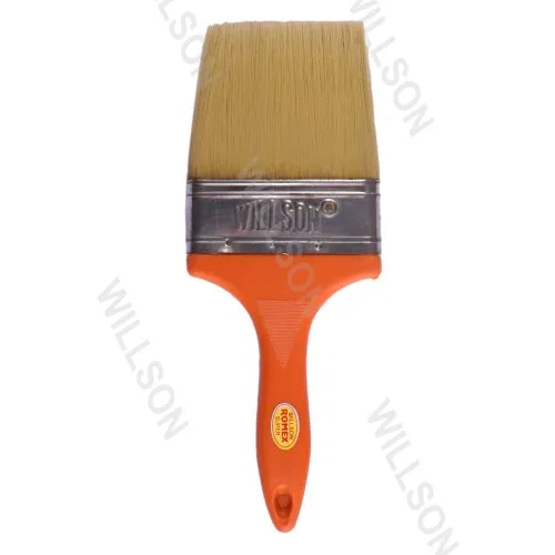 Romex Paint Brush - High-Quality Nylon, 11 Inches Long, Orange & Silver Color | Shiny Aluminum Ferrule, Wooden Handle for Easy Grip