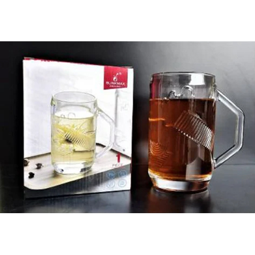 Glass Beer Mug - 1 Litre Capacity, Durable Transparent Design for Hotels