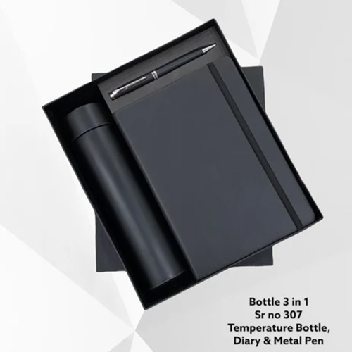 3 पीस का काला कॉर्पोरेट डायरी गिफ्ट सेट
