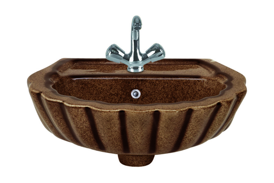 Ceramic Rustic Wash Basin - 18"x12" Round, Glossy Finish | Floor Mounted, Any Color, 8 Lbs Weight