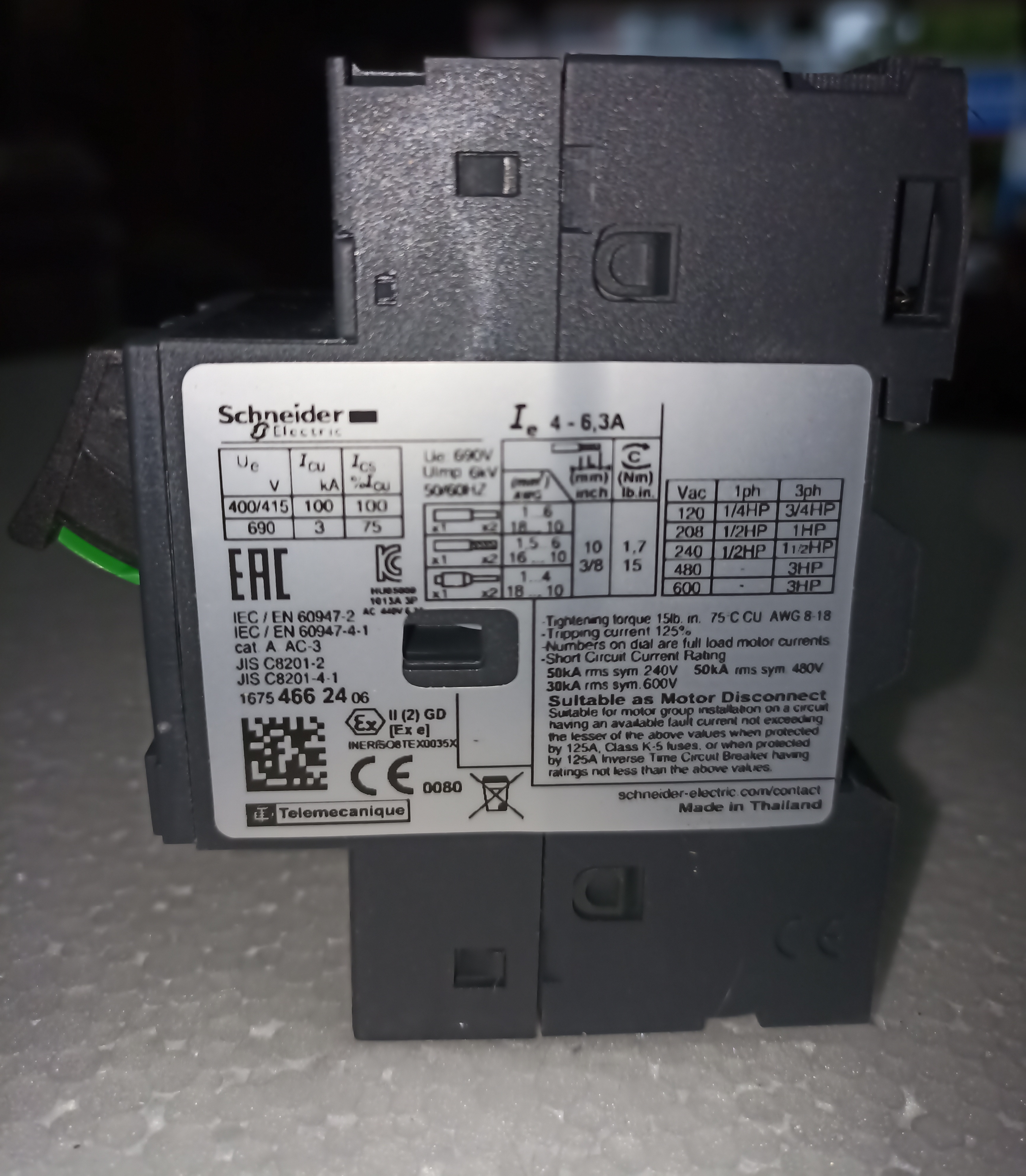 Schneider New (Gv2 Me10) 4-6.3 Mpcb