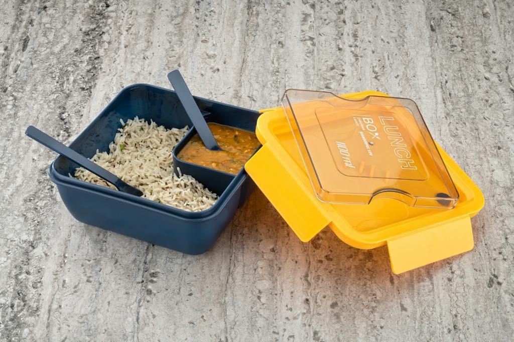 Big Bite Lunch Box - 1100ml Compact Square Design | Leak-proof, Air-tight Seal For Freshness