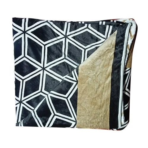Double Bed Flano Fabric Flannel Dohar Set - Wool Material, King Size, Printed Pattern | 100% Cotton Filling, Washable For Easy Maintenance